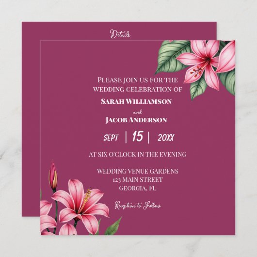 Rode Blos Rode Bloem Kaart (Voorkant / Achterkant)