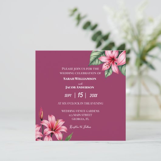 Rode Blos Rode Bloem Kaart (Staand voorkant)