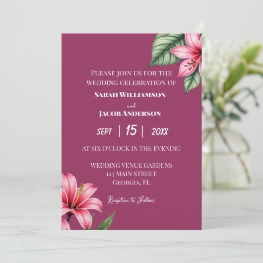 Rode blos roze bloem kaart (Staand voorkant)