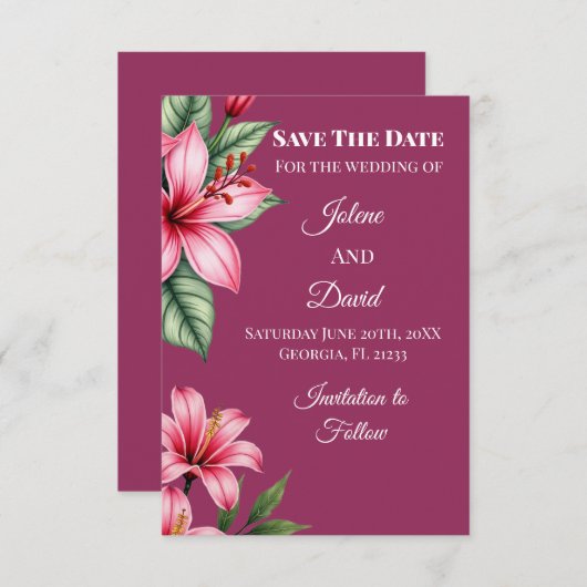 rode blos save the date (Voorkant / Achterkant)