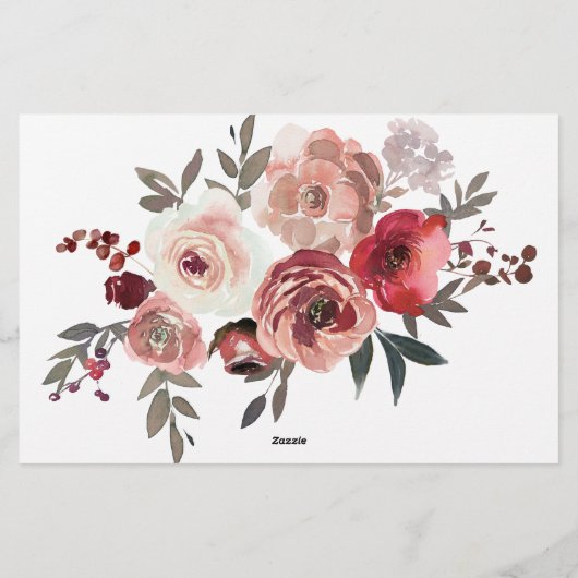 Rode Blosemt Bloemrozen Date Night Idee Shower Gam Briefpapier (Achterkant)