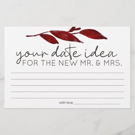 Rode Blosemt Bloemrozen Date Night Idee Shower Gam Briefpapier (Voorkant)