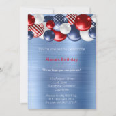 RODE BLUE BRUSHED METALLIC PATRIOTISCH BALLOON KAART (Voorkant)