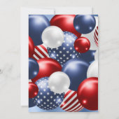 RODE BLUE BRUSHED METALLIC PATRIOTISCH BALLOON KAART (Achterkant)