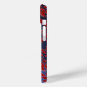 RODE BLUE DAMASKGEMSTONE MONOGRAM Floral Case-Mate iPhone Case (Achterkant / Links)