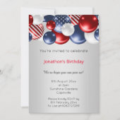 RODE BLUE SILVER PATRIOTISCHE BALLOONINVITATIE KAART (Voorkant)