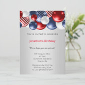 RODE BLUE SILVER PATRIOTISCHE BALLOONINVITATIE KAART (Staand voorkant)