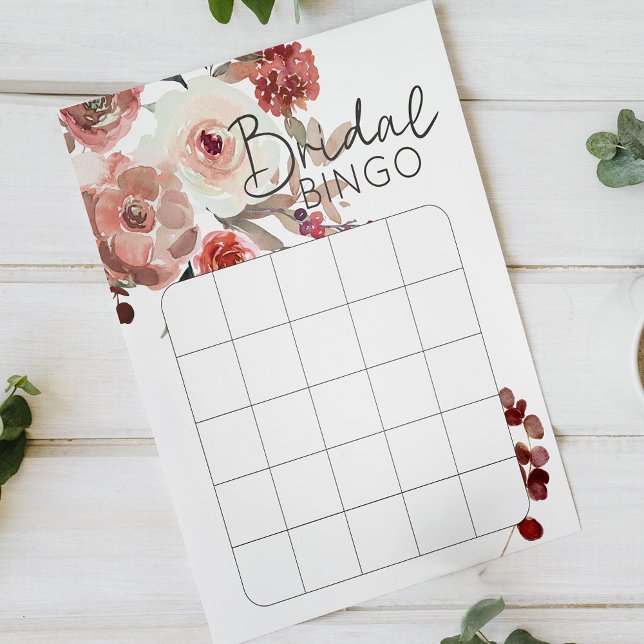 Rode Blush Bloemrozen Bruiloft Bingo (Creator heeft geüpload)