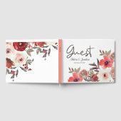 Rode Blush Bloemrozen Bruiloft Gastenboek (Volledig)