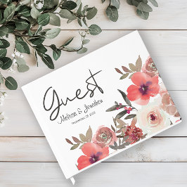 Rode Blush Bloemrozen Bruiloft Gastenboek