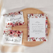 Rode Blush Bloemrozen Bruiloft Kaart
