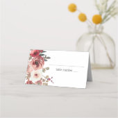Rode Blush Bloemrozen Bruiloft Plaatskaartje (Voorkant)