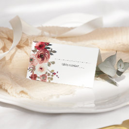 Rode Blush Bloemrozen Bruiloft Plaatskaartje