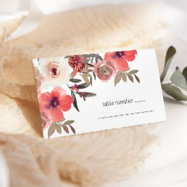 Rode Blush Bloemrozen Bruiloft Plaatskaartje