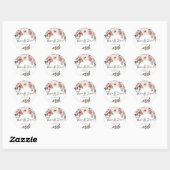 Rode Blush Bloemrozen Bruiloft Ronde Sticker (Vel)