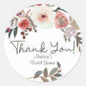 Rode Blush Bloemrozen Bruiloft Ronde Sticker (Voorkant)