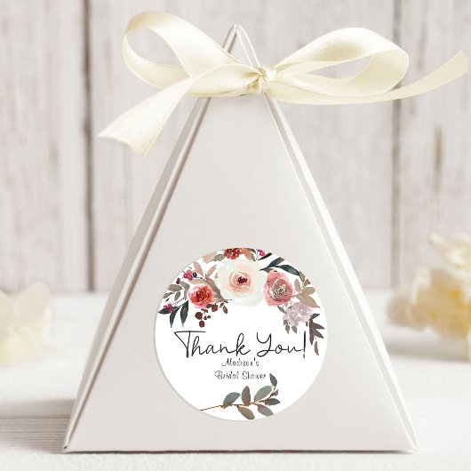Rode Blush Bloemrozen Bruiloft Ronde Sticker