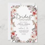 Rode Blush Bloemrozen Bruiloft Uitnodiging (Voorkant)