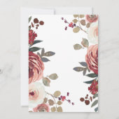 Rode Blush Bloemrozen Bruiloft Uitnodiging (Achterkant)