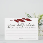 Rode Blush Bloemrozen Date Night Idee Shower Game Briefpapier (Staand voorkant)