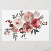 Rode Blush Bloemrozen Date Night Idee Shower Game Briefpapier (Achterkant)