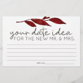 Rode Blush Bloemrozen Date Night Idee Shower Game Briefpapier (Voorkant)