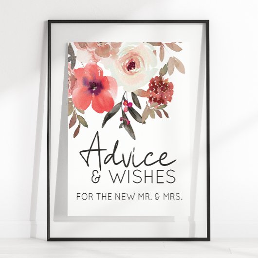 Rode Blush Bloemrozen Elegant Advies Wensen Poster