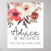 Rode Blush Bloemrozen Elegant Advies Wensen Poster (Voorkant)