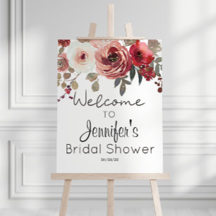 Rode Blush Bloemrozen Elegante Bruiloftsdouche Poster
