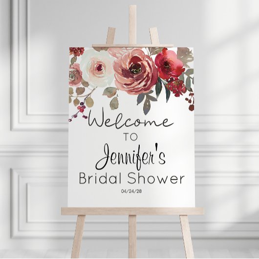 Rode Blush Bloemrozen Elegante Bruiloftsdouche Poster