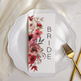 Rode Blush Bloemrozen Gereserveerde Zitplaatsen Menu