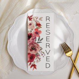 Rode Blush Bloemrozen Gereserveerde Zitplaatsen Menu