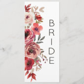 Rode Blush Bloemrozen Gereserveerde Zitplaatsen Menu (Voorkant)