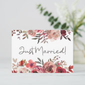 Rode Blush Bloemrozen Huwelijk Net Getrouwd (Staand voorkant)