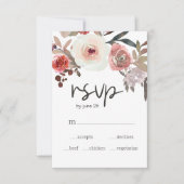 Rode Blush Bloemrozen Huwelijk RSVP Kaart (Voorkant)