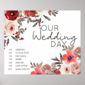 Rode Blush Bloemrozen Huwelijksplanning Poster (Voorkant)