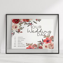 Rode Blush Bloemrozen Huwelijksplanning Poster