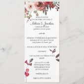 Rode Blush Bloemrozen Huwelijksprogramma Programmakaart (Voorkant)