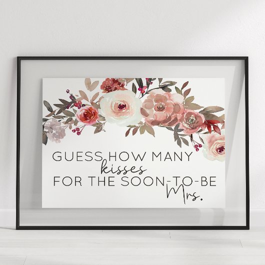 Rode Blush Bloemrozen Raad Hoeveel Kusjes Spel Poster
