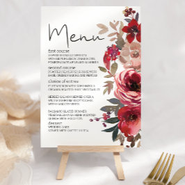 Rode Blush Bloemrozen Romantische Trouwdag Menu