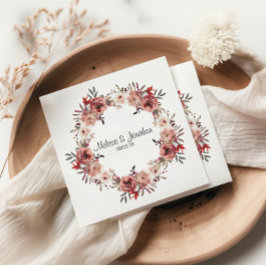 Rode Blush Bloemrozen Romantische Trouwdag Servet