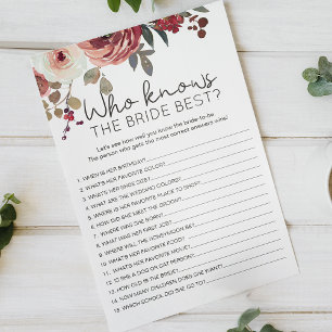 Rode Blush Bloemrozen Spel Wie Kent de Bruid het B Flyer