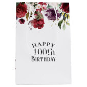 Rode Blush en Paarse Elegante Bloemen 100ste Verja Medium Cadeauzakje (Voorkant)