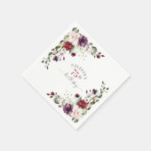Rode Blush en Paarse Elegante Bloemen 75e Verjaard Servet (Hoek)