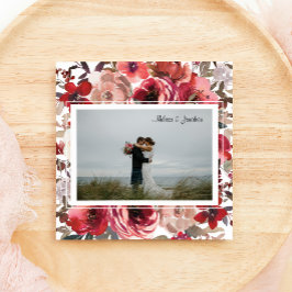 Rode Blush Floral Rozen bruiloft gewoon getrouwd Aankondiging