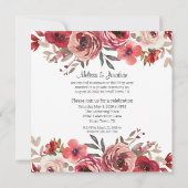 Rode Blush Floral Rozen bruiloft gewoon getrouwd Aankondiging (Achterkant)