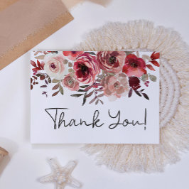 Rode Blush Floral Rozen Elegant Bedankkaart