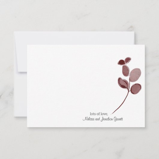 Rode Blush Floral Rozen Elegant Bedankkaart (Achterkant)