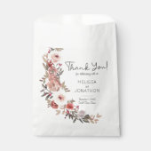 Rode Blush Floral Rozen Elegant Wedding Bedankzakje (Voorkant)