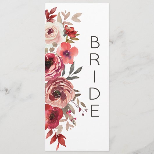 Rode Blush Floral Rozen gereserveerde zitplaatsen Menu (Voorkant)